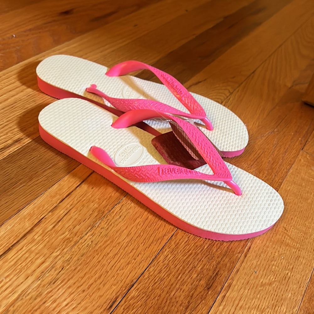 Neon pink and white Havaianas - Size 39-40
